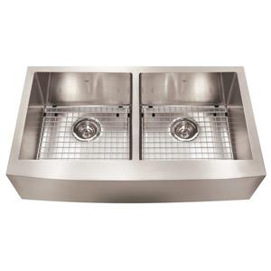 Kindred Designer Series 35.88-in x 20-in Stainless Steel Double Bow Apron Front Farmhouse Sink