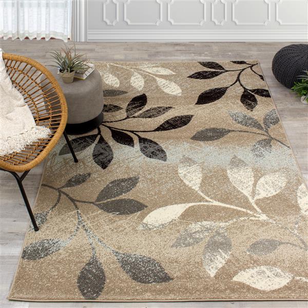 Kalora Casa Distressed Leaves Rug 5' x 8' Brown RONA