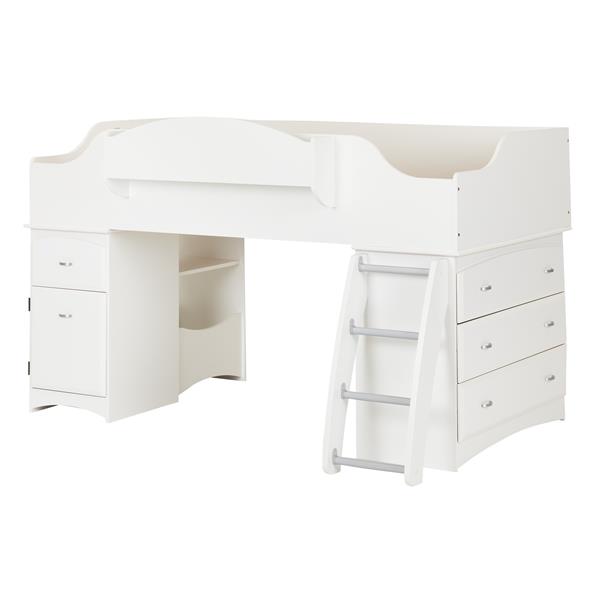 South S Furniture Imagine White 40, Imagine Loft Twin Bed With Storage