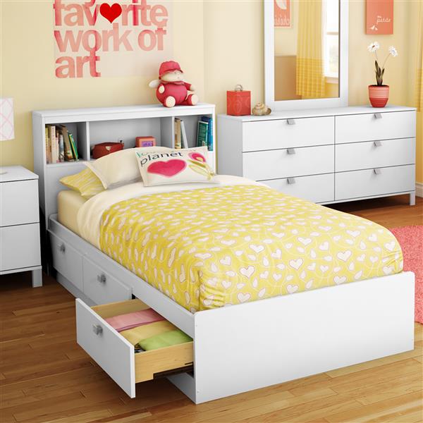 Bookcase Headboard 3260b2, White Full Size Storage Bed With Bookcase Headboard