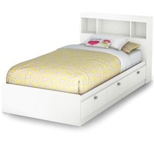 South Shore Furniture Pure White Spark Storage Bed and Bookcase Headboard