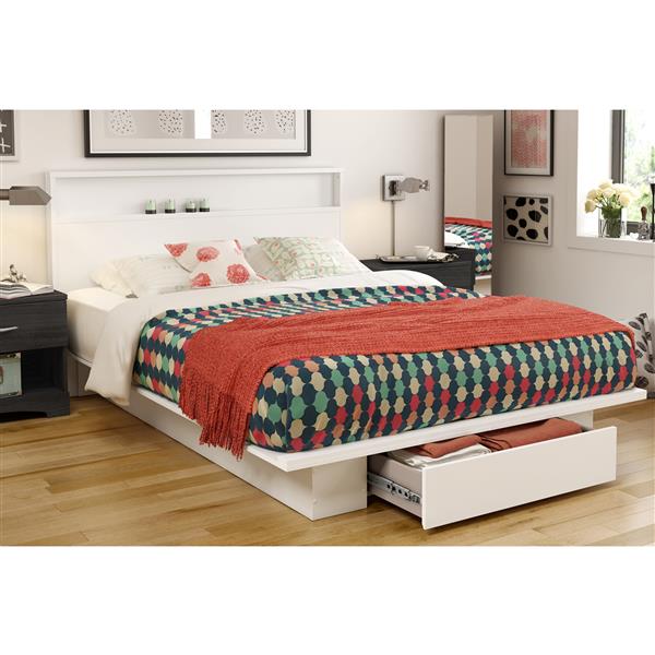South S Furniture Holland Platform, Queen Platform Bed With Drawers White