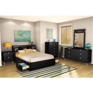 South Shore Furniture 4 Drawer Pure Black Spark Mates Bed