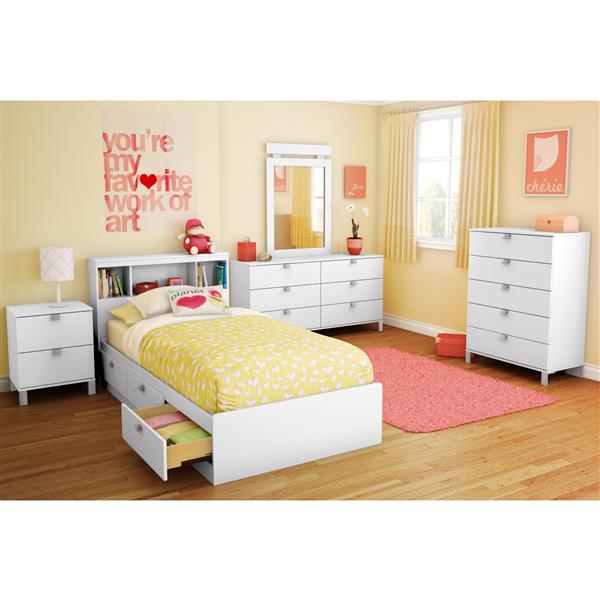 South Shore Furniture 3 Drawer Pure White Spark Mates Bed
