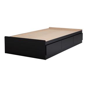 South Shore Furniture Vito Bed with 3 drawers - Black - Twin