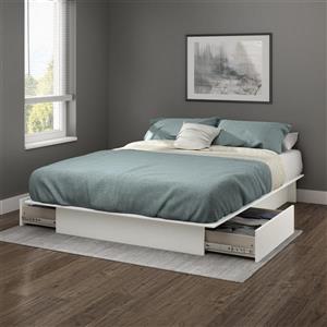 South Shore Furniture 2 Drawer Pure White Step One Platform Full/Queen Bed