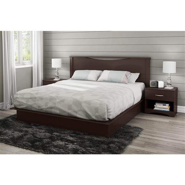 South Shore Furniture 2 Drawer Chocolate Step One Platform King Bed