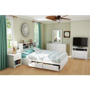 South Shore Furniture Vito White 61.50-in X 81.75-in 2 Drawer Platform Bed