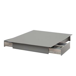 Lit plateforme Step One avec tiroirs, gris clair, grand lit