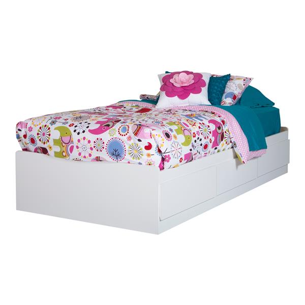 South Shore Furniture Pure White 3 Drawers 40.50-in x 76.50-in Logik Mates Bed