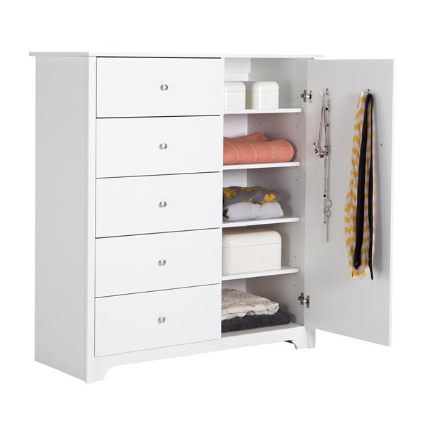 South Shore Furniture Vito 5-Drawer Pure White Door Chest