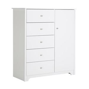 South Shore Furniture Vito 5-Drawer Pure White Door Chest