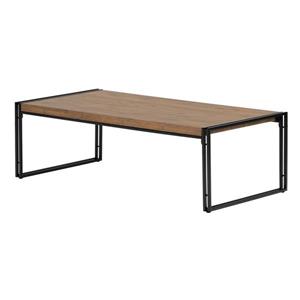 South Shore Furniture Gimetri Rectangular Coffee Table 23.60- in x 47.25- in x 15- in With Black Metal Frame and Rustic Bambo…