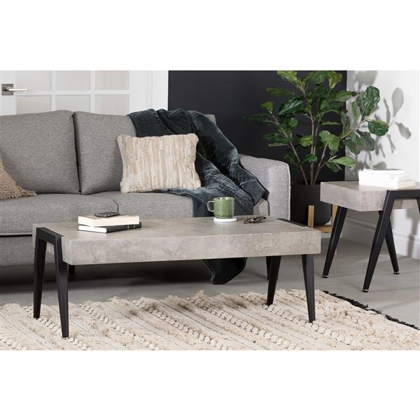 South Shore Furniture City Life 47.25-inL  Rectangular Coffee Table Grey And Black Frame and Concrete Counter Top