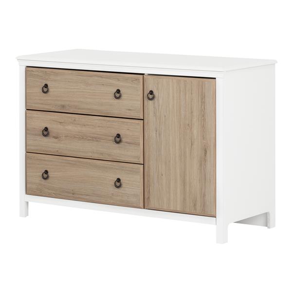 South Shore Furniture Catimini White and Rustic Oak Changing Table with Removable Changing Station