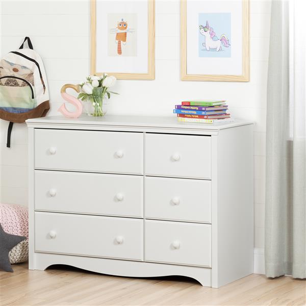 Pure White South Shore Furniture Angel Changing Table with 6 Drawers 