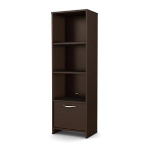 South Shore Furniture Step One 17.5 x 54.17-in 3 Shelf Bookcase With Door Chocolate