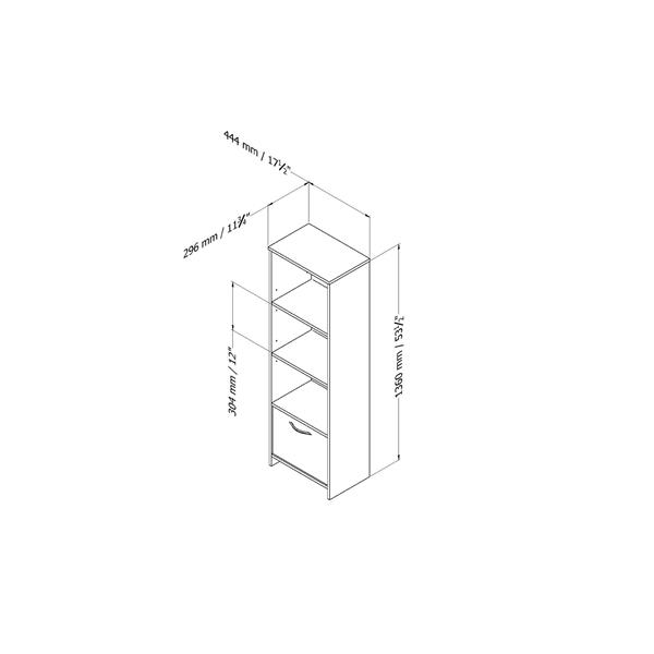 South Shore Furniture Step One 17.5 x 54.17-in 3 Shelf Bookcase With Door Pure Black