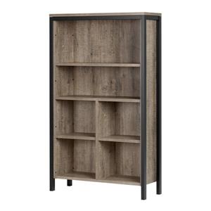 South Shore Furniture Munich 35.25 x 57.75-in 6-Shelf Bookcase Weathered Oak and Matte Black