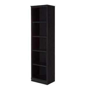 South Shore Furniture Morgan 19.5 x 71.5 5 Shelf Narrow Bookcase Black Oak
