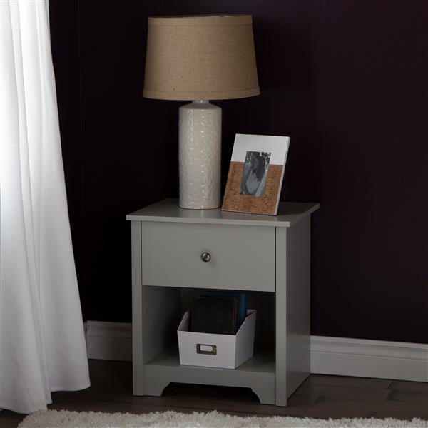 South Shore Furniture Vito 1-Drawer Nightstand Soft Grey