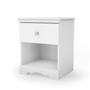 South Shore Furniture Crystal 1- Drawer White Nightstand