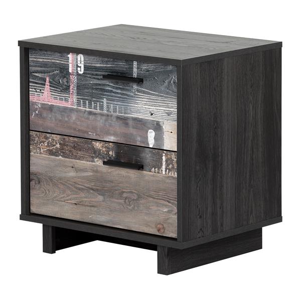 South Shore Furniture Fynn 2 Drawer Grey Oak And Factory Plans Effect Nightstand 11754 Rona