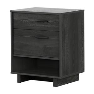 South Shore Furniture Fynn Nightstand With Cord Catcher Grey Oak