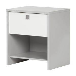 South Shore Furniture Cookie 1 Drawer Grey and White Nightstand