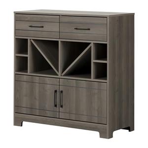 South Shore Furniture Vetti Gray Maple Bar Cabinet with Bottle Storage