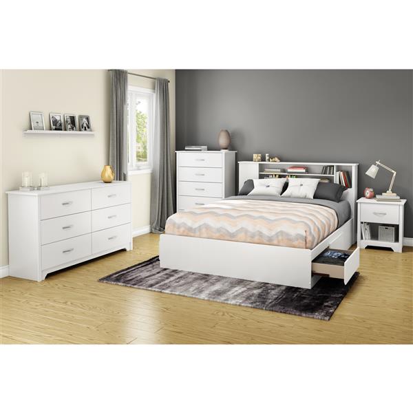 South Shore Furniture Fusion 40 25 In X 63 50 In Full Queen Pure White Bookcase Headboard 9007a1 Rona