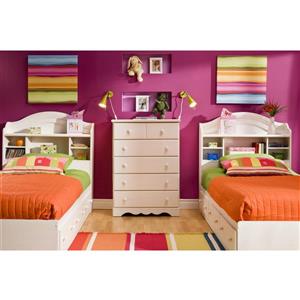 South Shore Furniture Summer Breeze White Twin Bookcase Headboard