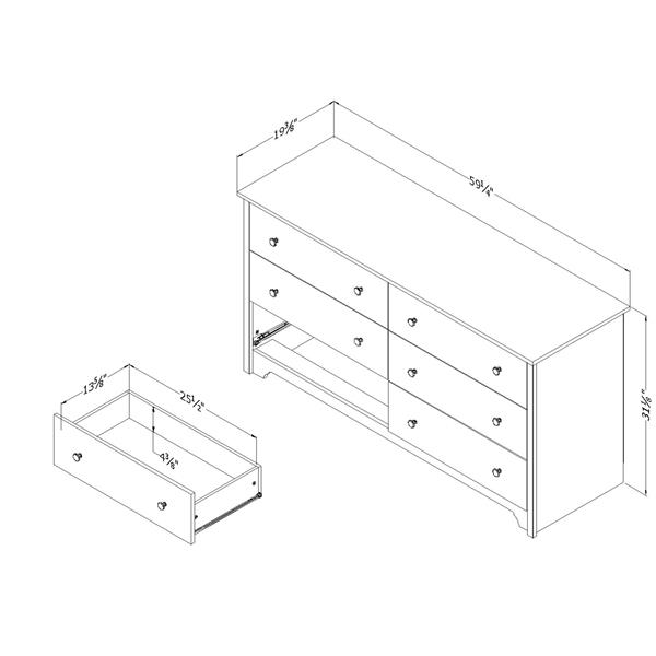 South Shore Furniture Vito 6 Drawer Double Dresser 9021010 RONA