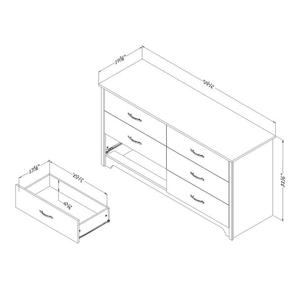 Commode double à 6 tiroirs Fusion