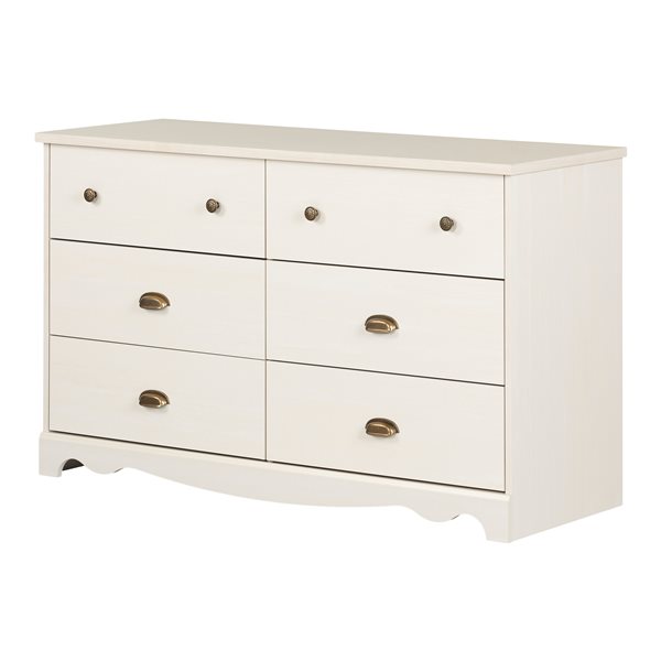 South Shore Furniture Caravell White Wash 6 Drawer Double Dresser