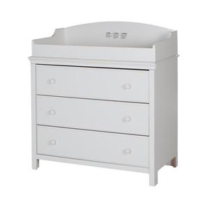 South Shore Furniture Cotton Candy Pure White Changing Table with 3-Drawers