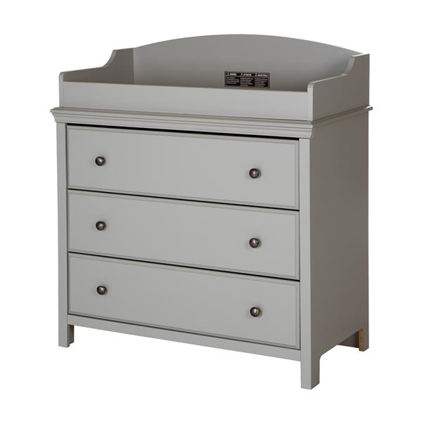 South Shore Furniture Cotton Candy Soft Grey Changing Table With 3