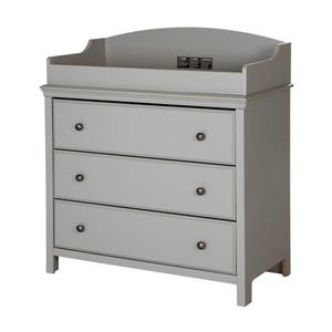 South Shore Furniture Cotton Candy Soft Grey Changing Table with 3-Drawers
