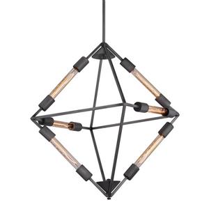 Zuo Modern Union Pendant Light - 6-Light - 26.2-in x 75.6-in - Rusty Black