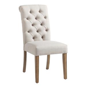 Worldwide Home Furnishings Off-White Linen Tufted Side Chair (Set of 2)
