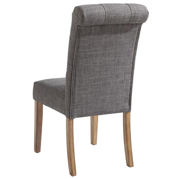 Worldwide Home Furnishings Grey Linen Tufted Side Chair (Set of 2)