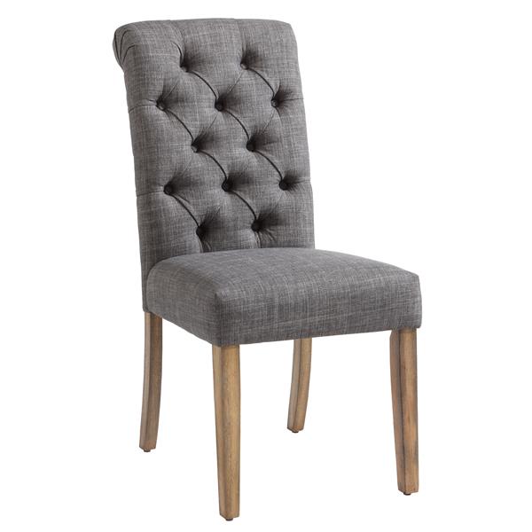 Worldwide Home Furnishings Grey Linen Tufted Side Chair (Set of 2)