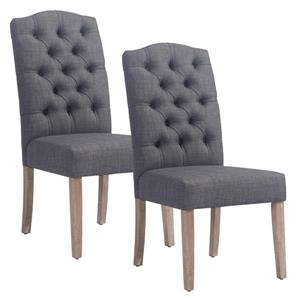 Worldwide Home Furnishings !nspire Grey Linen Button Tufted Side Chair (Set of 2)