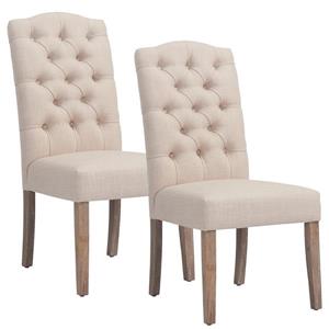 Worldwide Home Furnishings !nspire Beige Linen Button Tufted Side Chair (Set of 2)