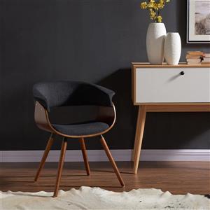 Worldwide Home Furnishings !nspire Grey Mid Century Fabric and Bentwood Accent Chair