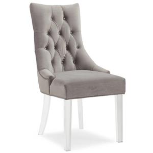 Chaise d'appoint capitonné avec des cristaux !nspire, gris