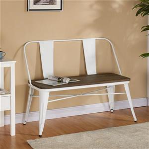 Worldwide Home Furnishings !nspire 43.5-in White Double With Back Industrial Style Indoor Bench