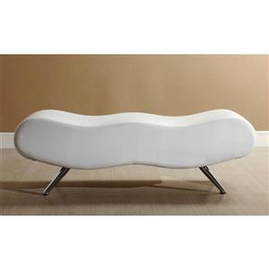 Worldwide Home Furnishings !nspire 49.50-in White/Chrome Faux Leather Double Indoor Bench