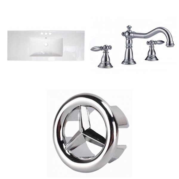 American Imaginations Flair 48.75in x 22in White Ceramic Vanity Top