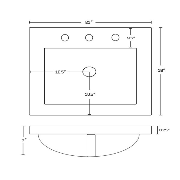 American Imaginations  21-in x 18-in Widespread White Ceramic Vanity Top Set With Chrome Faucet And Overflow Cap